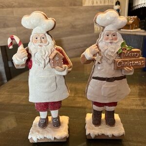 Festive Santa Chef Figurines - Red and White